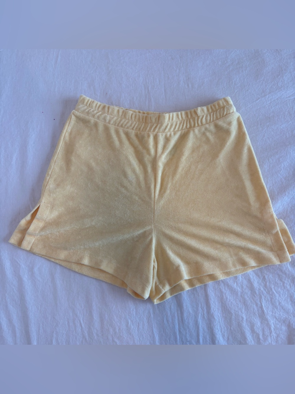 H&M Yellow Terry Lounge Shorts Soft Beach Girl Summer Cozy Elastic Waist Small